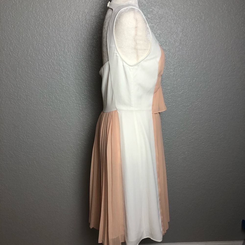 McGinn Pleated Dress Cutout Back White & Nude M - Picture 10 of 13